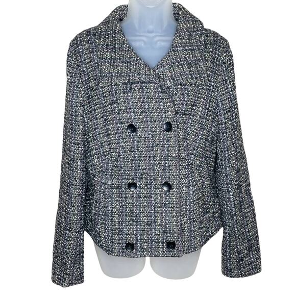 GAP tweed double breasted jacket pea coat size medium Y2K Academia Preppy - Picture 2 of 7